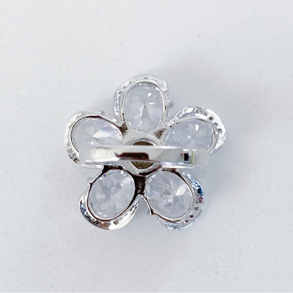 💍 Extraordinary High Shine Wild Rose Rhinestones Crystals Silver-tone Ri… - Picture 8 of 11